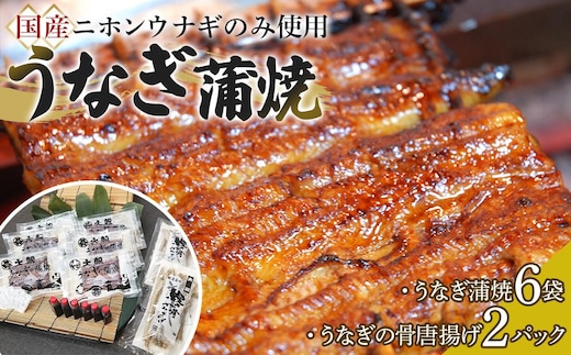 【国産ニホンウナギのみ使用】大穀のうなぎ蒲焼6袋、うなぎの骨唐揚げ2パックセット【要冷凍】 ／ 真空パック 紀州備長炭 特殊凍結 秘伝のたれ 埼玉県