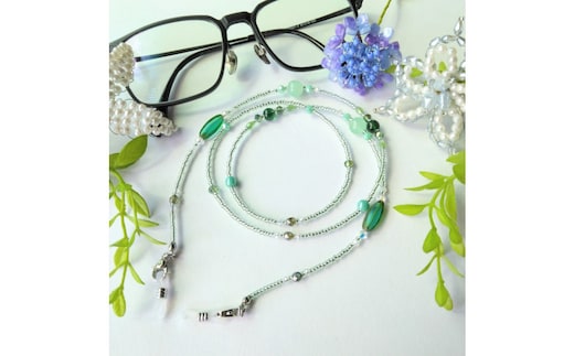 癒しカラー メガネチェーン メガネホルダー 天然石 グリーン系 プレゼント ギフト 