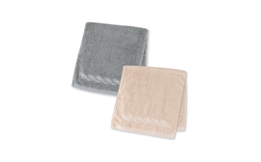 【1秒タオル】ホットマンカラー プレジール フェイスタオル2枚セット （ベージュ,ブルーグレー）