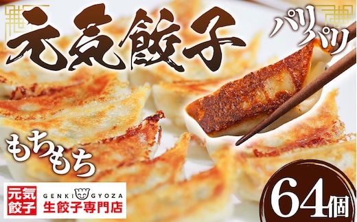 げんき餃子64個セット 冷凍生餃子 ギョーザ専門店 中華総菜 点心もちもち パリパリ No.011