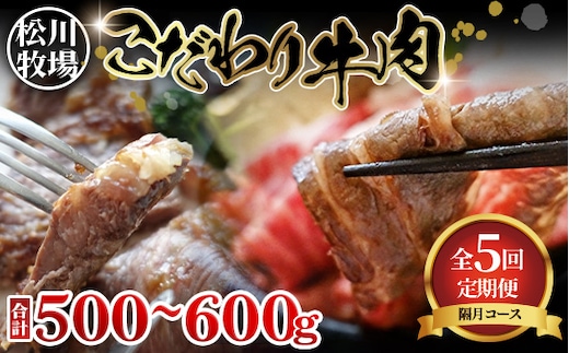 松川牧場のこだわり牛肉 バラエティ定期便 隔月計5回 〈限定10組/種類おまかせ〉 No.216