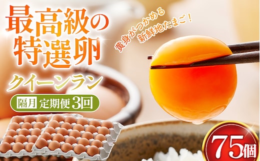 【2ヶ月毎定期便】黄身がつかめる新鮮地たまご クイーンラン 赤玉 75個入り全3回 No.592