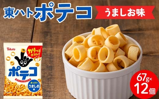 【指にはめて楽しく食べられる】東ハト ポテコ うましお味 21g×28個 スナック菓子 じゃがいも レギュラーサイズ 子供 こども おやつ お菓子 FAA-206