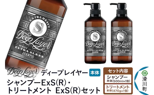 DeepLayer ディープレイヤー シャンプー ExS (R) 500mL×1個・トリートメント ExS (R) 470g×1個 セット [まとまり パサつき なめらか 手触り スルスル髪 ふんわり 細毛 軟毛 ダメージ毛 ブリーチ毛 リンス コンディショナー]