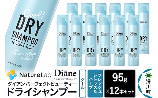 Diane ダイアン パーフェクトビューティー ドライシャンプー クール 95g フレッシュシトラス＆ハーブの香り×12点セット [Diane ダイアン ドライシャンプー 水のいらないシャンプー スプレー 女性 洗い立て 頭皮スッキリ ボリューム感 リフレッシュ ニオイを抑え スタイリング フレグランス]