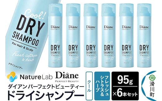 Diane ダイアン パーフェクトビューティー ドライシャンプー クール フレッシュシトラス＆ハーブの香り 95g×6個セット [Diane ダイアン ドライシャンプー 水のいらないシャンプー スプレー 女性 洗い立て 頭皮スッキリ ボリューム感 リフレッシュ ニオイを抑え スタイリング フレグランス]