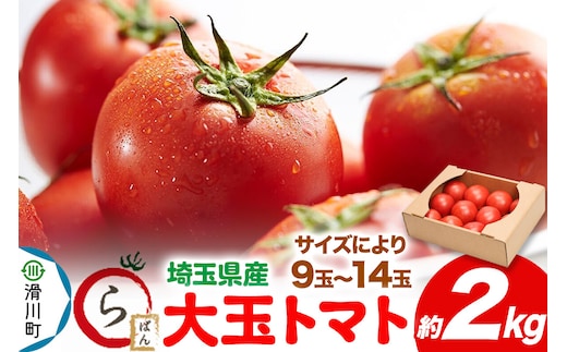 大玉トマト 約2kg（サイズにより9玉～14玉）埼玉県産 トマト