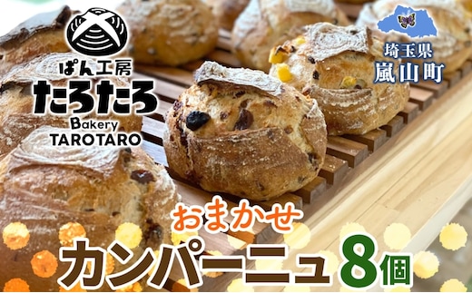 カンパーニュ 8個 セット ぱん パン あんこ 小麦 農林61 ふすま 生地 醗酵 濃厚 芳醇 香り もっちり 食感 ハード系 ぱん工房 たろたろ 埼玉県 嵐山町