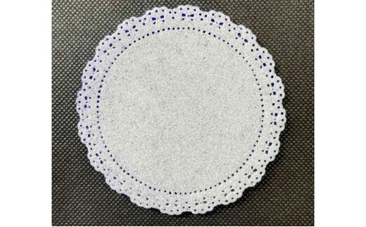 ガラス製 コースター 青と白 被せガラス サンドブラスト レース模様 