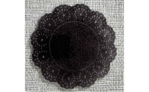 ガラス製 コースター 透明と黒 被せガラス サンドブラスト レース模様 