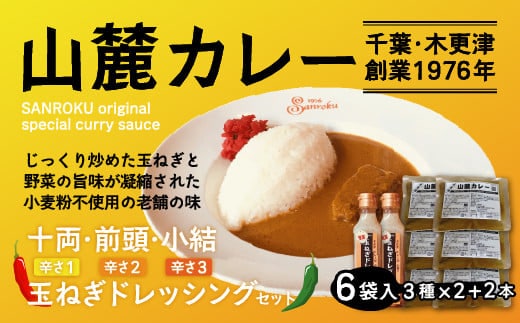 KP002 また食べたくなるカレー！＜木更津山麓カレー＞十両・前頭・小結・特製玉ねぎドレッシングセット ふるさと納税 カレー 健康 からだにやさしい 辛さ 十両 前頭 大辛 小結 レトルト セット 玉ねぎ ドレッシング たまねぎ 千葉県 木更津 送料無料