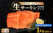 <メディア掲載多数> 国産 おかそだち生サーモントラウトフィレ 1kg （250g×4P） (真空パック) 木更津産 KJ009 | サーモン 生サーモン 鮭 さけ サケ シャケ ふるさと納税 真空パック 真空 生サーモントラウトフィレ トラウトフィレ 養殖 骨取 骨取り ほねとり