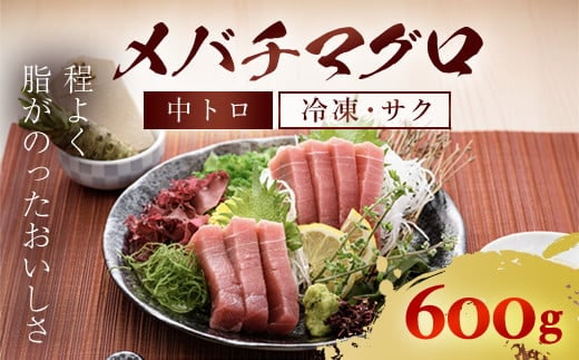 メバチマグロ 中トロ 600g(冷凍・サク) ふるさと納税 マグロ トロ 中トロ 魚 刺身 冷凍 天然 千葉県 茂原市 MBT001