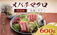 メバチマグロ 中トロ 600g(冷凍・サク) ふるさと納税 マグロ トロ 中トロ 魚 刺身 冷凍 天然 千葉県 茂原市 MBT001