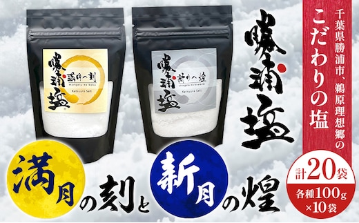 千葉県 勝浦市 満月の刻 100g と 新月の煌 100g 各10袋 セット 【配送不可地域あり】 《30日以内に出荷予定(土日祝除く)》 塩 勝浦塩 調味料---kastuura_sio_8---