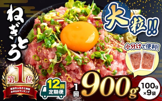 【定期便・12ヶ月】＼ 新登場！小分け 100g パック ／ 幸丸水産 大人気！ねぎとろ（100g×9袋）900g | ネギトロ とろ 鮪 海鮮 魚介 魚 人気 小分け 人気 定番 ご飯 オススメ 千葉県 君津市 きみつ