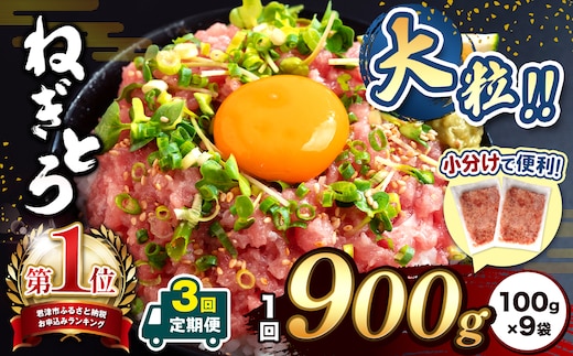【定期便・3ヶ月】＼ 新登場！小分け 100g パック ／ 清幸丸水産 大人気！ねぎとろ（100g×9袋）900g | ネギトロ とろ 鮪 海鮮 魚介 魚 人気 小分け 人気 定番 ご飯 オススメ 千葉県 君津市 きみつ