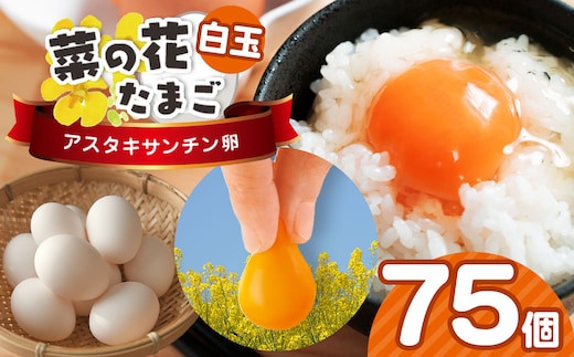 2週間以内に発送 君津市産 菜の花エッグ アスタキサンチン卵 白玉75個入り 菜の花たまご | 早く届く すぐ すぐ発送 たまご 卵 タマゴ 玉子 定期便 白 卵かけご飯 お菓子作り 新鮮 オススメ 千葉県 君津市 きみつ