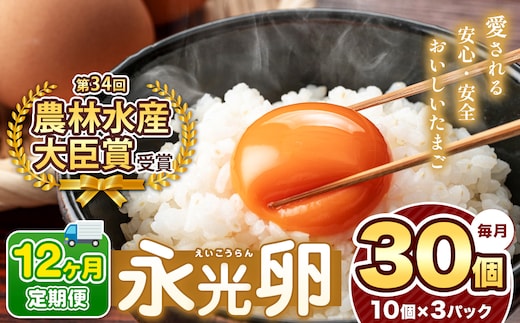 【 定期便 12回 】2週間以内に発送 メディア紹介多数！ おいしいたまご 永光卵 30個 | えいこうらん 光永ファーム 卵 たまご 定期便 定期 3回 君津市産 千葉 君津 きみつ