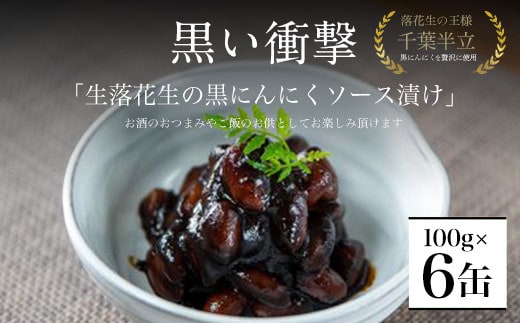 黒い衝撃 生落花生の黒にんにくソース漬け 100g×6缶 SMBA004