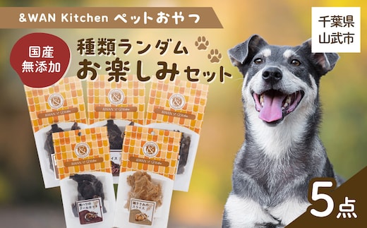 &WAN Kitchenペットおやつセット（毎月変わるお楽しみセット）（肉・内蔵系ジャーキー×3種、骨系ジャーキー×2種）SMU021