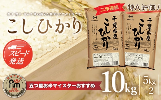 【最短2～7営業日出荷】令和7年産 2年連続特A評価!千葉県産コシヒカリ10kg（5kg×2袋） お米 10kg 千葉県産 大網白里市 コシヒカリ 米 精米 こめ 送料無料 E001