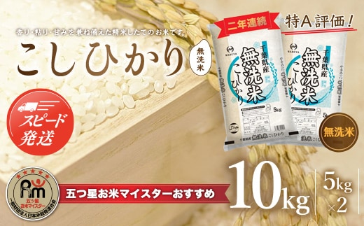 【最短2～7営業日出荷】令和7年産 2年連続特A評価!千葉県産コシヒカリ10kg無洗米（5kg×2袋） 無洗米 10kg 千葉県産 大網白里市 コシヒカリ お米 米 こめ 送料無料 E004