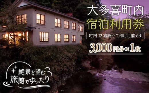 W01023 大多喜町内宿泊利用券3000円 1枚