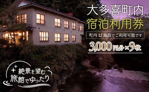 W09008 大多喜町内宿泊利用券3000円 9枚