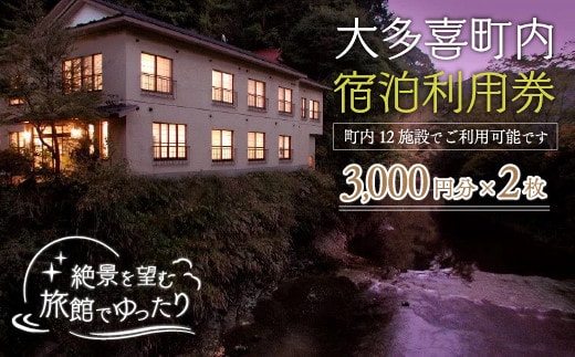 W02033 大多喜町内宿泊利用券3000円 2枚
