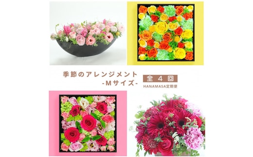 【お花の定期便】「季節毎」に届く、旬のアレンジメント Mサイズ（4回お届け）| 花 アレンジメント 記念 誕生日 サプライズ ギフト プレゼント 神奈川県 小田原市