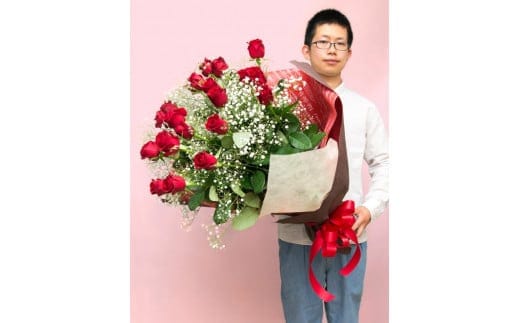 赤バラの花束 21本「あなただけに尽くします」