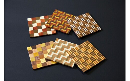 【箱根寄木細工 無垢四角コースター6枚セット 】市松 3積層 5積層 各種2枚6枚セット【 コースター 神奈川県 小田原市 】