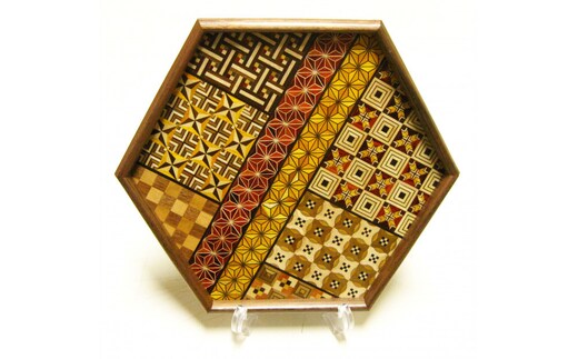 【箱根寄木細工 六角盆】