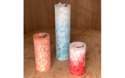 ブロック円柱キャンドル3本セット【防災 停電 キャンプ いやし アウトドア オシャレ シンプル 大 中 小 ロウソク ローソク リラックス 北欧 ナチュラル インテリア雑貨 日用品雑貨 生活雑貨 神奈川県 小田原市 】