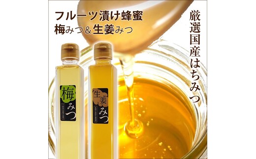 フルーツ漬け蜂蜜2本セット（梅みつ＆生姜みつ）【はちみつ ハチミツ 蜂蜜 家庭用 自宅用 贈答品 贈答用 ギフト お取り寄せ 御中元 お中元 お歳暮 父の日 母の日 贈り物 梅 生姜 フルーツ 神奈川県 小田原市 】