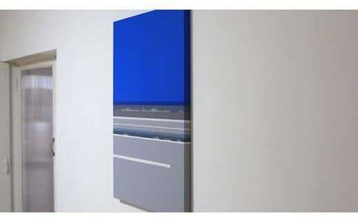 原画【彼女の家までの残りの道を歩いた】オリジナル風景画 キャンバス ペインティング 小田原出身在住イラストレーターの作品 心象風景 子供の頃見た風景 海 空 山