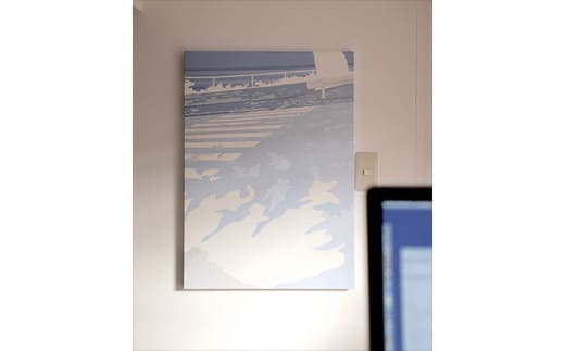 原画【gift】オリジナル風景画 キャンバス ペインティング 小田原出身在住イラストレーターの作品 心象風景 子供の頃見た風景 海 空 山