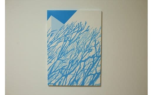 原画【ある青い晴天の日のできごと】オリジナル風景画 キャンバス ペインティング 小田原出身在住イラストレーターの作品 心象風景 子供の頃見た風景 海 空 山