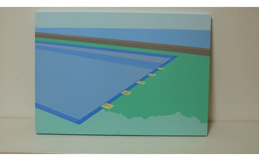 原画【お家に帰ろう】オリジナル風景画 ペインティング 小田原出身在住イラストレーターの作品 心象風景 子供の頃見た風景 海 空 山