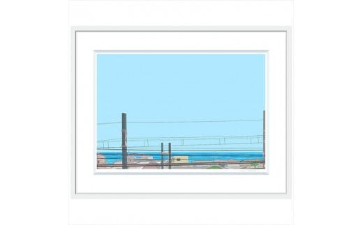 【深くて長い呼吸】小説付き 直筆サイン入り 額付きジークレープリント 小田原にある景色 心象風景 片田舎の風景 子供の頃に見た風景 海 空 山