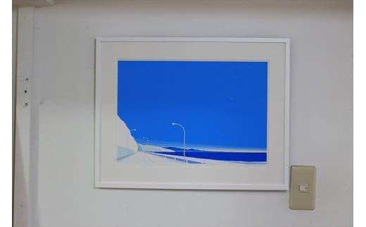 【瞬き】小説付き 直筆サイン入り 額付きジークレープリント 小田原にある景色 心象風景 片田舎の風景 子供の頃に見た風景 海 空 山