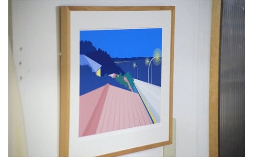 【彼女のうなじと、甘い柑橘の香り】小説付き 直筆サイン入り 額付きジークレープリント 小田原にある景色 心象風景 片田舎の風景 子供の頃に見た風景 海 空 山