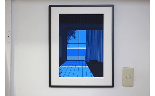 【森の中の小さな明かり】小説付き 直筆サイン入り 額付きジークレープリント 小田原にある景色 心象風景 片田舎の風景 子供の頃に見た風景 海 空 山