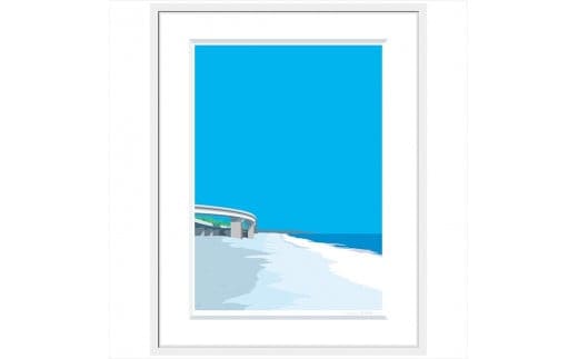 【寝転がってみた風景】直筆サイン入り 額付きジークレープリント 小田原にある景色 心象風景 片田舎の風景 子供の頃に見た風景 海 空 山