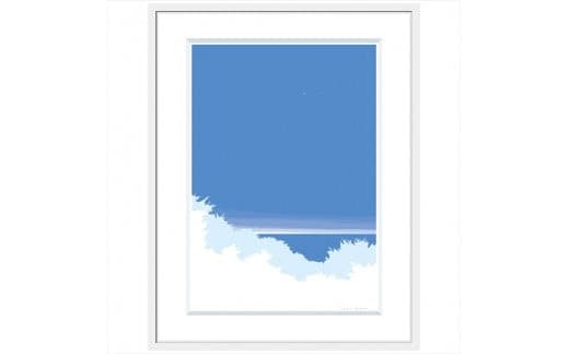 【明日もこの場所で】直筆サイン入り 額付きジークレープリント 小田原にある景色 心象風景 片田舎の風景 子供の頃に見た風景 海 空 山