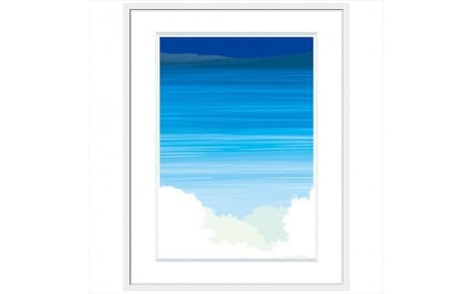 【二年前の想い】直筆サイン入り 額付きジークレープリント 小田原にある景色 心象風景 片田舎の風景 子供の頃に見た風景 海 空 山