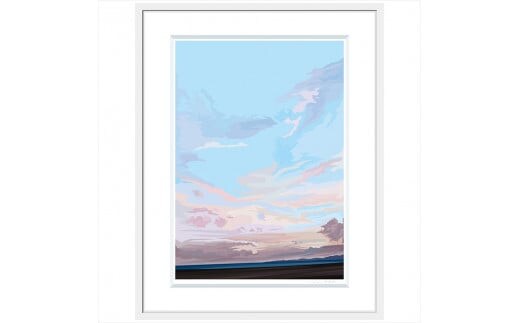 【さようなら、ありがとう】直筆サイン入り 額付きジークレープリント 小田原にある景色 心象風景 片田舎の風景 子供の頃に見た風景 海 空 山