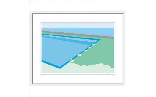 【お家に帰ろう】直筆サイン入り 額付きジークレープリント 小田原にある景色 心象風景 片田舎の風景 子供の頃に見た風景 海 空 山