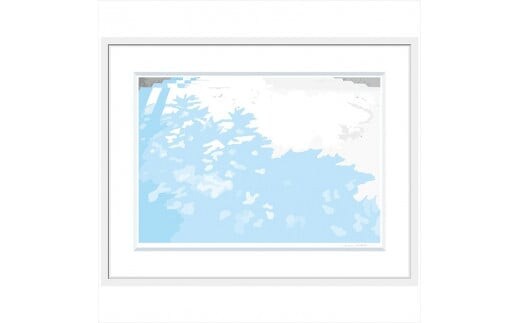 【ある夏休みの朝に考えたこと】直筆サイン入り 額付きジークレープリント 小田原にある景色 心象風景 片田舎の風景 子供の頃に見た風景 海 空 山